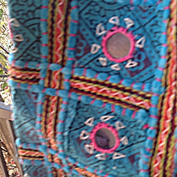 Embroidered Mirror Indian Long Tasseled Purse - Picture 3 of 3